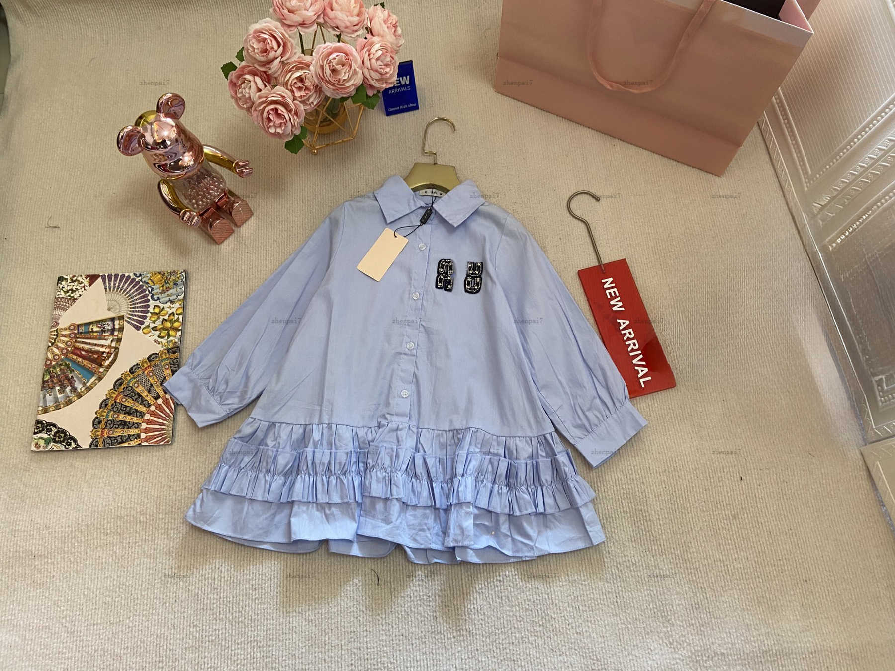 Top girls dress single-breasted design Princess dress kids designer clothes Summer partydress baby skirt A005X01N000-image-1053099581