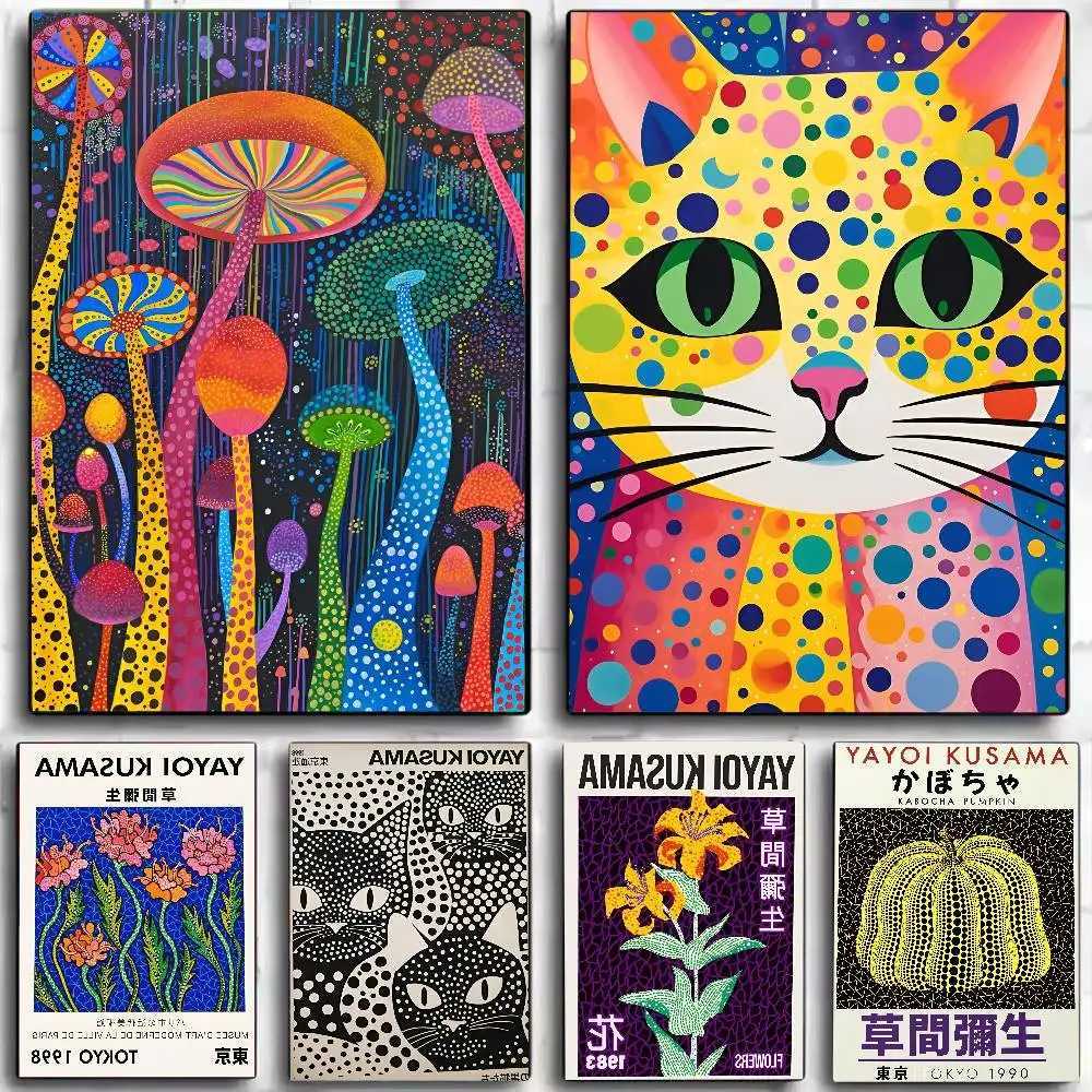 1PC Y-Yayoi K- Kusama Poster Self-adhesive Art Waterproof Paper Sticker Coffee House Bar Ro Wall Decor H251112-image-1084308164