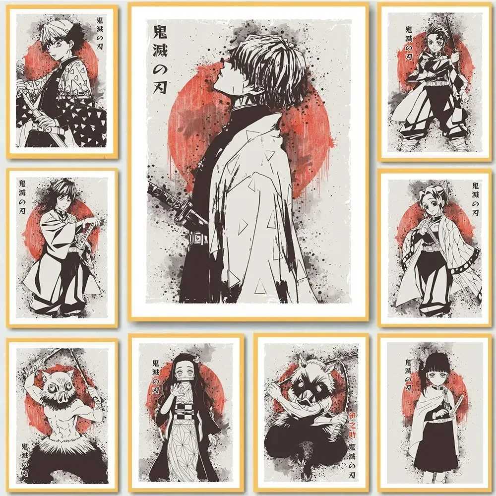 Canvas Painting Wall Art Pictures Demon Japan Anime Poster Print Tanjiro Zenitsu Characters Portrait Ro He Decoration H251112-image-1084305679