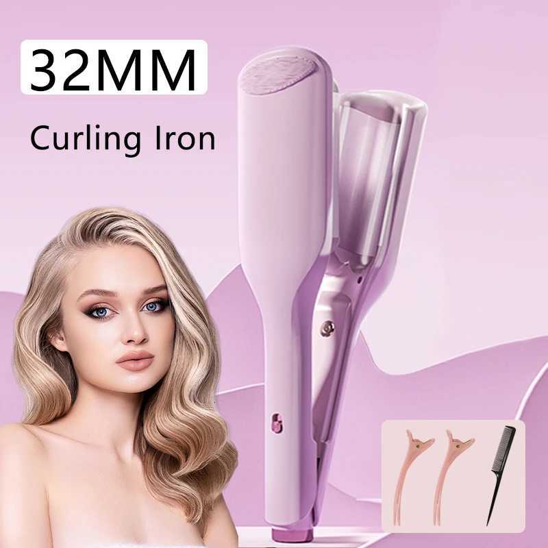Curling Iron Hair Crimper 32mm Waver Beach Waves Curling Wand Ionic Deep Waver Hair Curler Tool with Ceramic 125 Inch H251112-image-1084300164