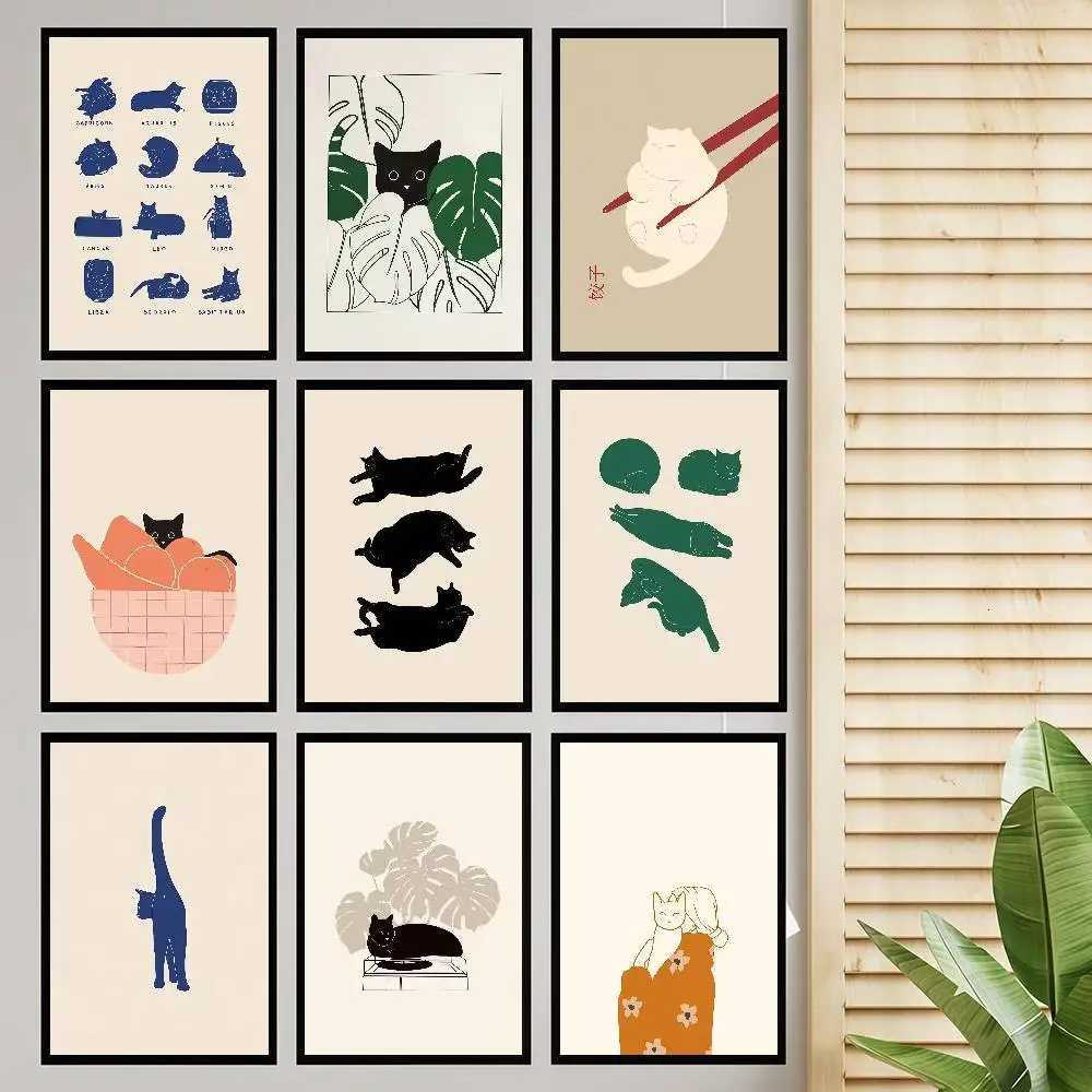 Minimalist Sleepy Kitties ic Movie Posters Vintage Ro Bar Cafe Decor Nordic He Decor H251112-image-1084306232