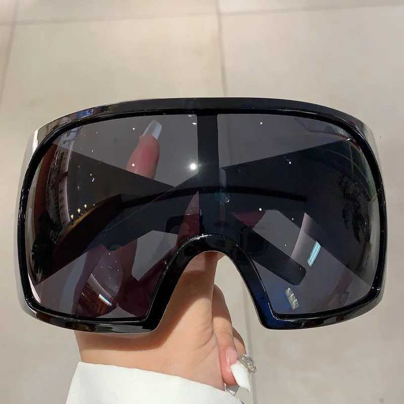 Y2K Big Frame Oversized Wrap Sunglasses Women For Men Vintage Flat Top Sun Glasses For Men Luxury Brand Designer Steampunk ShadeXJ251112