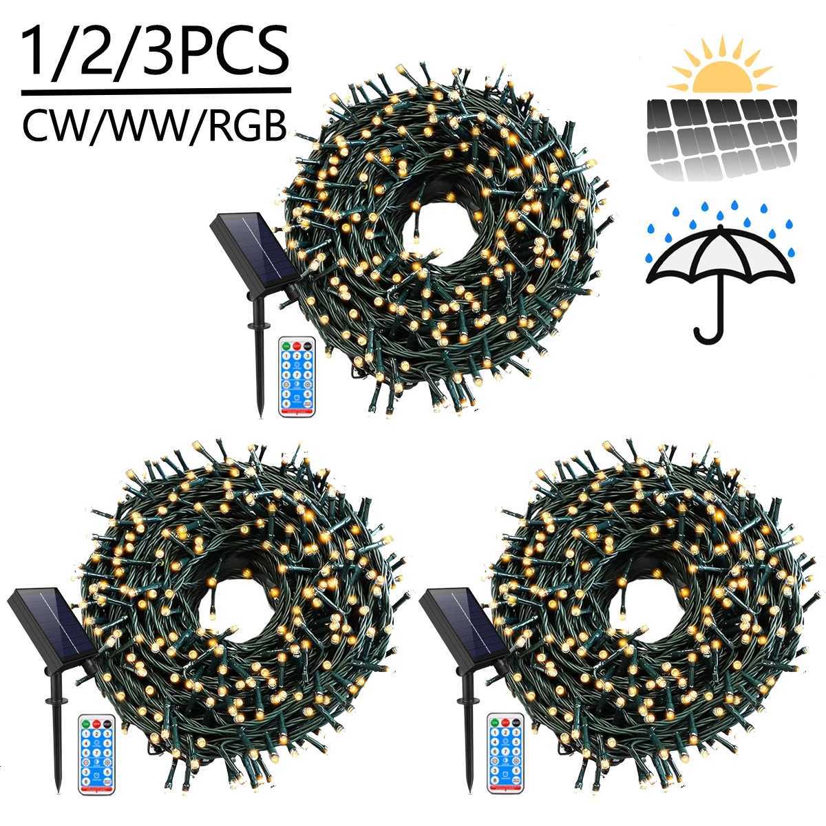 1/2/3Pcs Quick Charging Solar String Light Festival Christmas Decor Lamp ible PC Wire Waterproof Outdoor Yard Tree Festoon H251112-image-1084310745