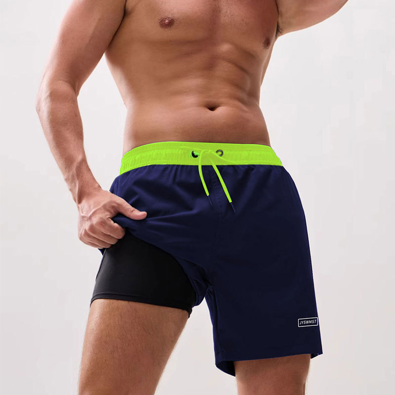 Men's swim shorts Anti-embarrassment men's bathing suit quick dry beach pants 2024 new spa swim shorts double layer casual with pockets