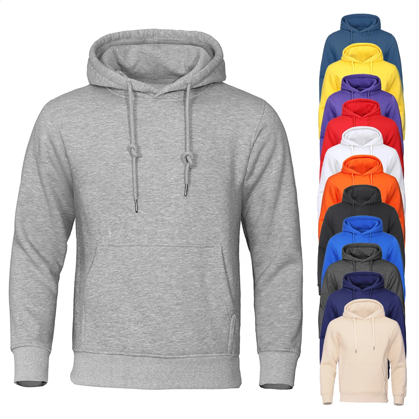 Solid color soft hoodie wool warm mens sportswear fashionable streetwear casual couple loose breathable and stretchy 250409Z