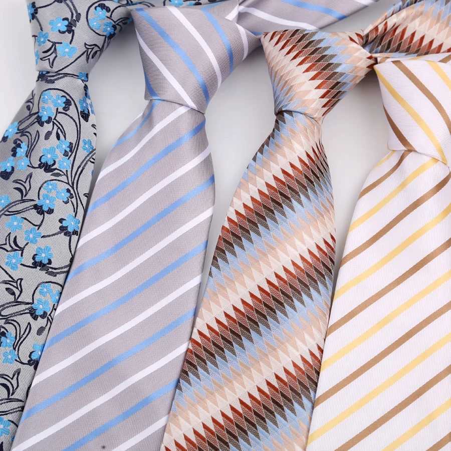 Luxury 8CM Mens Tie Light Color Dot Stripes Solid Tie For Man Groom Jacquard Woven Neck Tie For Man Business Wedding PartyW251111-image-1084212909