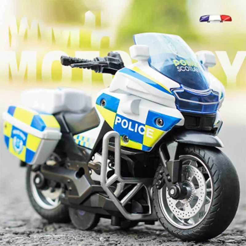 1/14 Car Model Alloy Pull Back Motorcycle Mens Locomotive Police Car with Light and Music Simulation Vehicles Childrens Toys C251118-image-1085145464