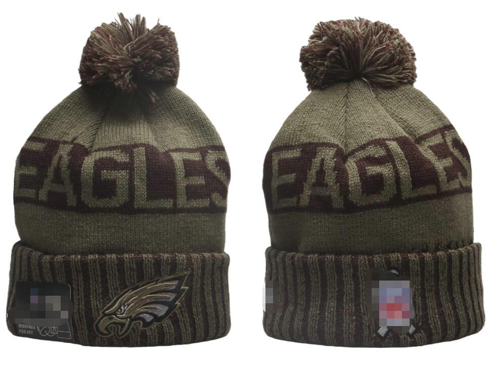 Hommes tricotés à revers Pom Eagles bonnets Bobble chapeaux Sport tricot chapeau rayé Sideline laine chaud Baseball bonnets casquette pour femmes