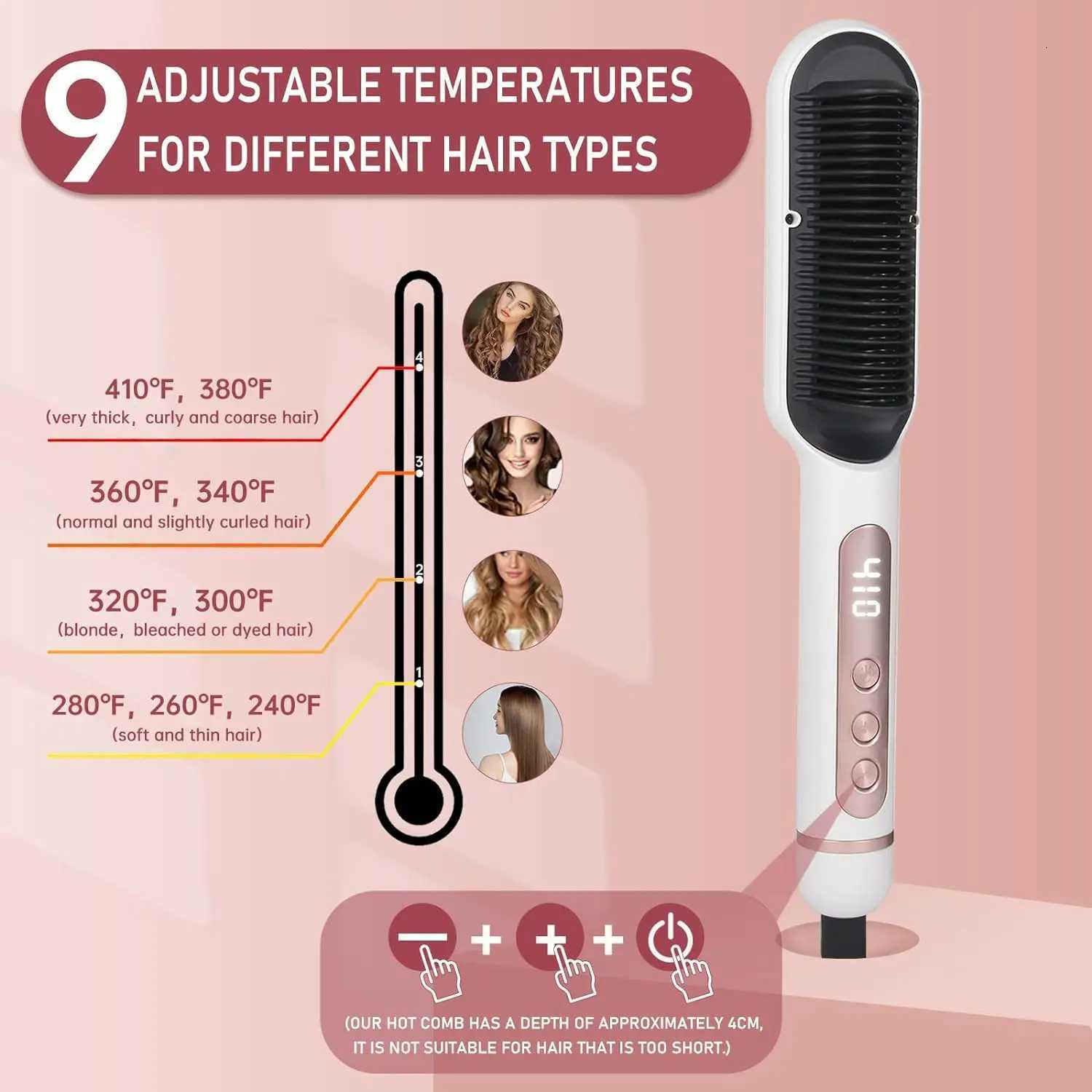 AP01 Five Color Chos Negative Lonic Hair Straightener Cb w/9 Temp Settings 30s Fast Heating BERC H251112-image-1084300371