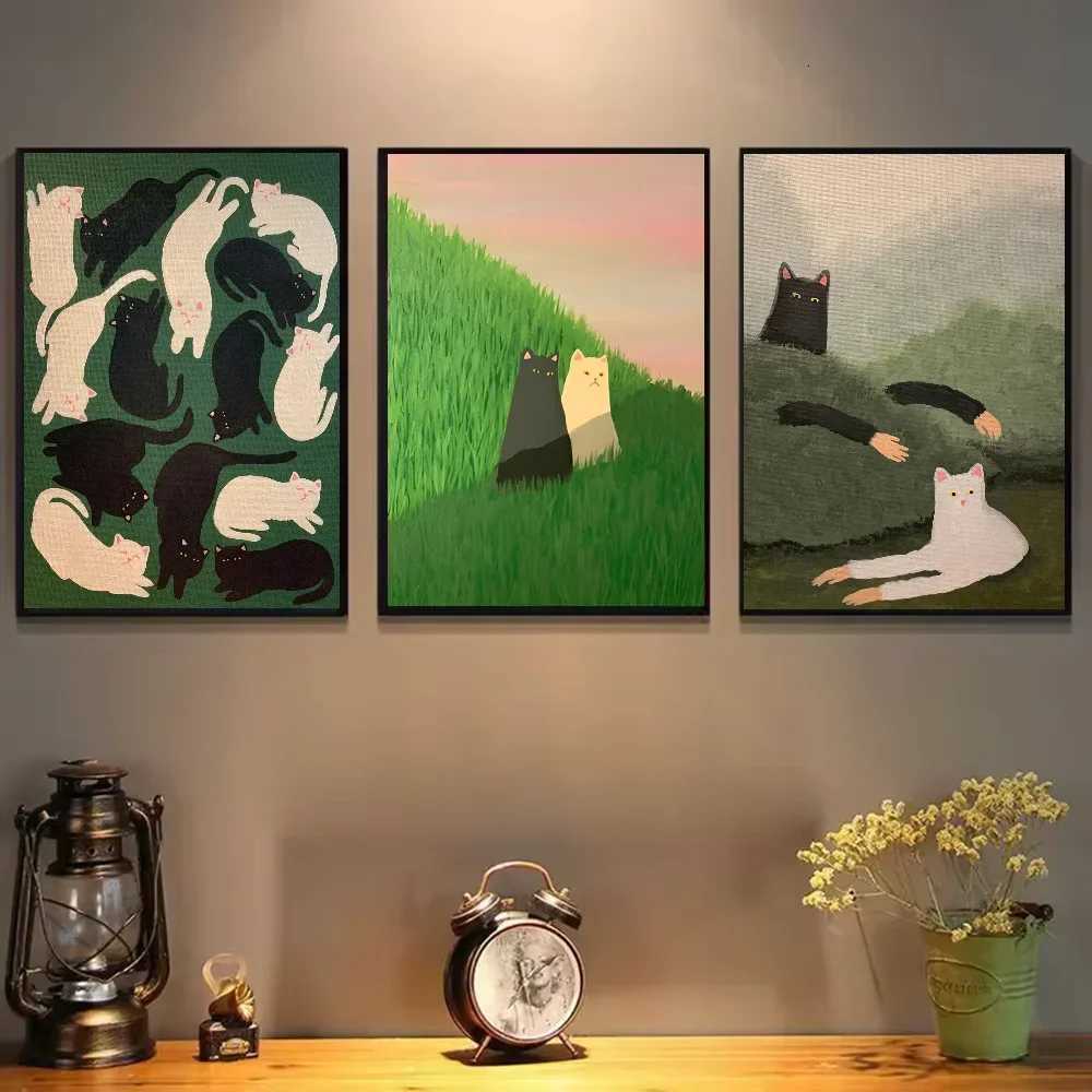 Funny Cute Lovers Cat Poster Aesthetic Painting Posters and Prints Wall Art Picture for Living Ro Decoration H251112-image-1084305868