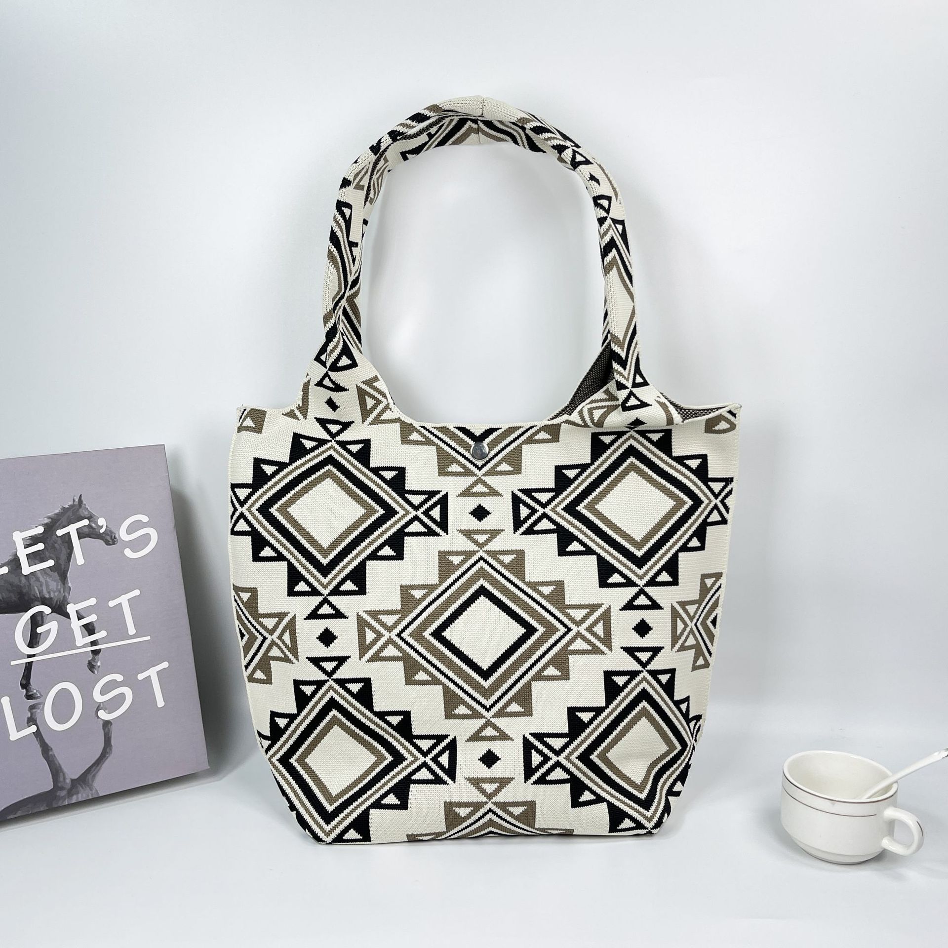 I112 Large canvas contrast color cosmetic bag cotton cloth solid color simple