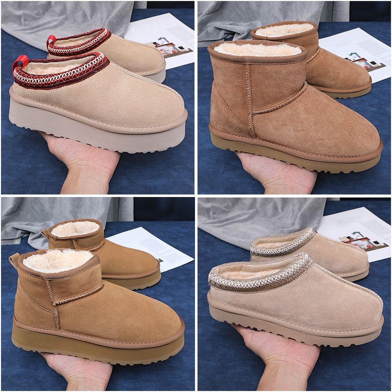 Mens Womens slippers Tazz Chestnut Fur Slides Dheepskin Shearling slipper Tasman Classic Ultra Mini Platform Boots women snow Wool Blend Winter Boot