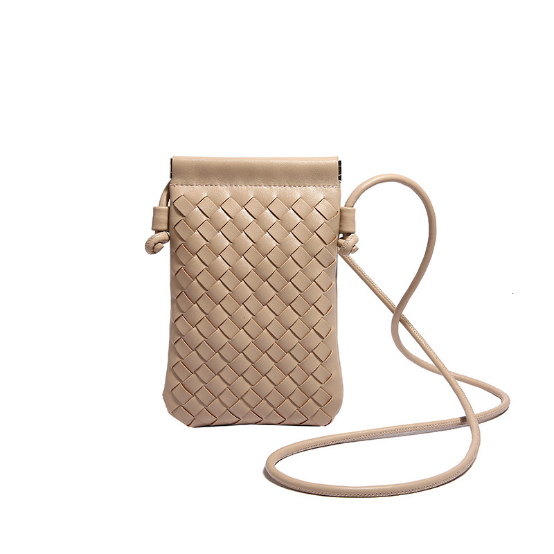 Vintage Hand Woven Cell Phone Purse for Ladies, Thin Strap Vertical Crossbody Bag, Fashion Woven PU Leather Mini Shoulder Handbag 131313
