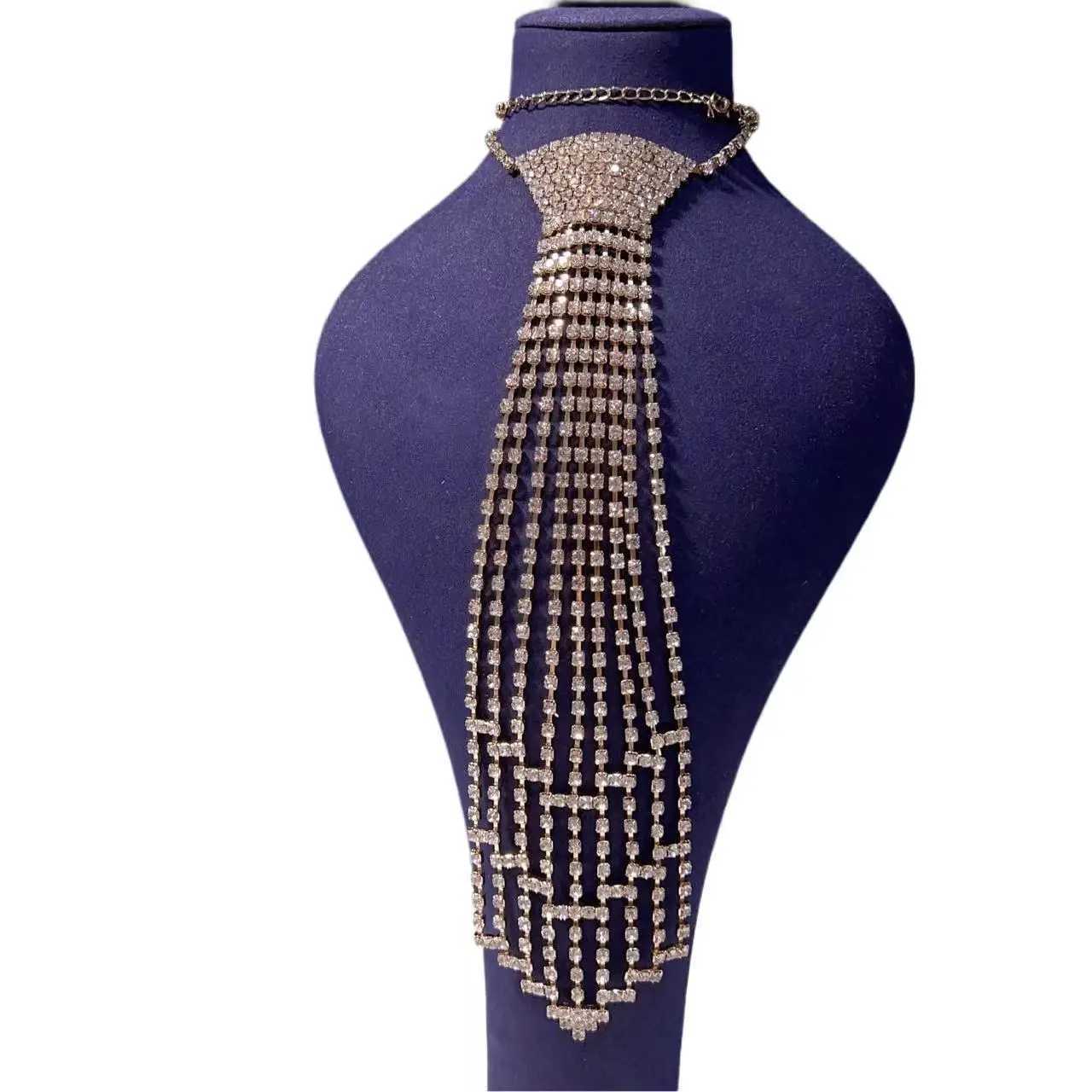 Fashion tie necklace sparkling rhinestone tie necklace womens party accessoriesW251111-image-1084212780