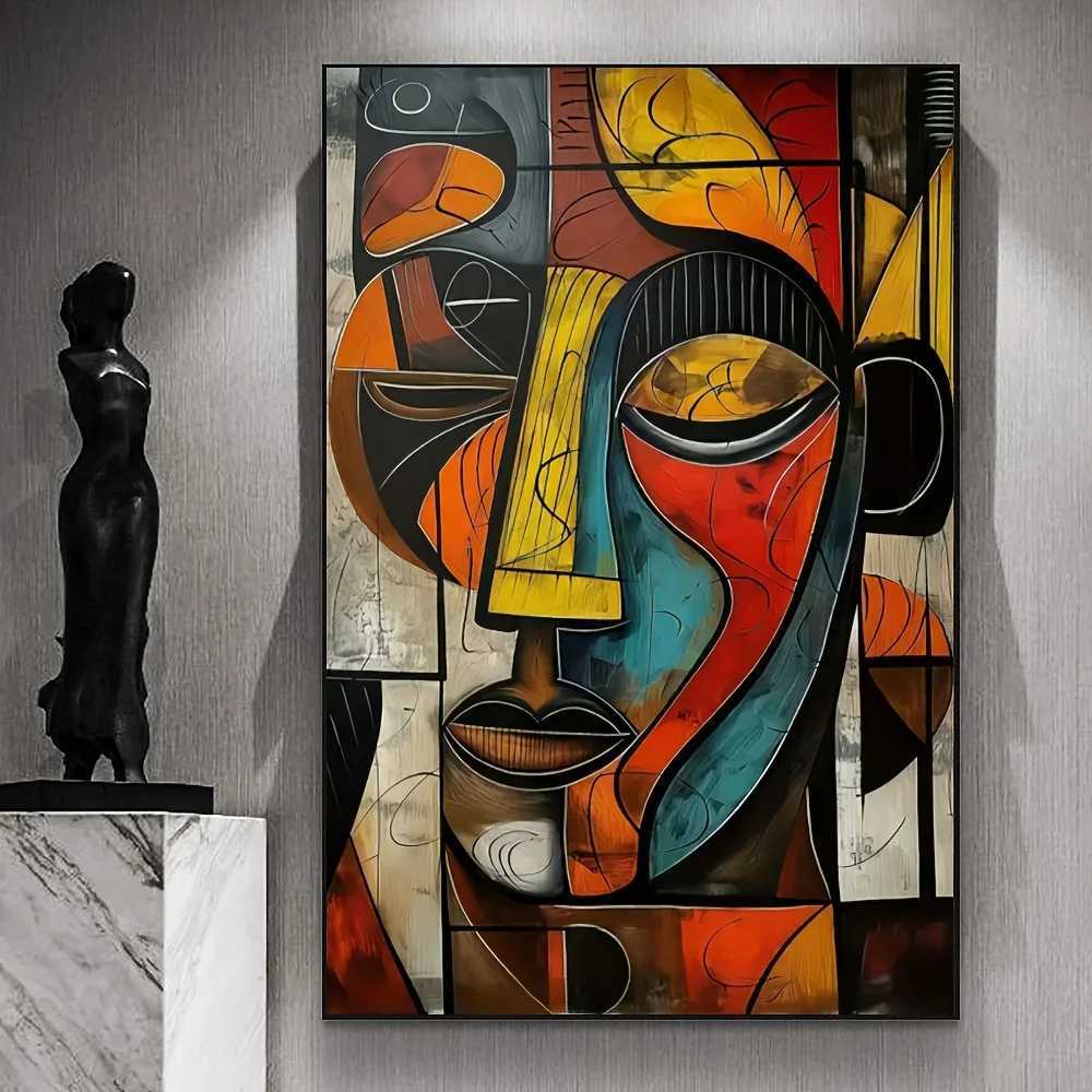 w Brown Picasso Wall Art Canvas Poster Modern Abstract African Tribal Mask Canvas Painting Wall Art Decor for Livingro H251112-image-1084308706