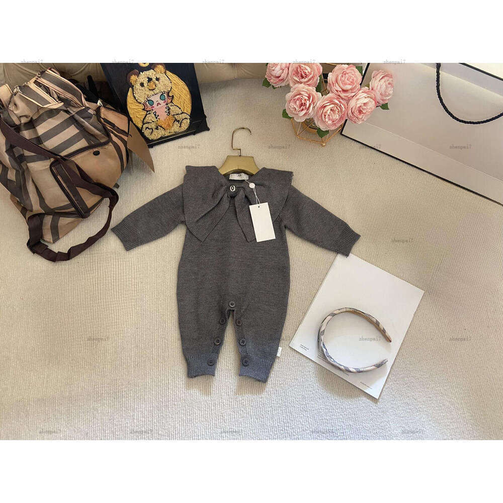 Top newborn jumpsuits Large bow decoration toddler romper designer Baby clothing Long sleeve Knitted suit infant bodysuit A391X11N096-image-1084241730