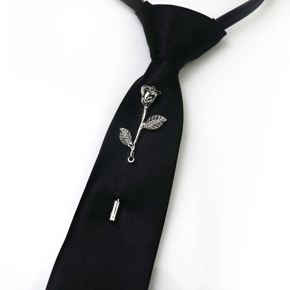 2025 New Design Metal Floral Brooches Neckties For Men Luxury Business Lazy-tie Neck Ties Wedding Party Suit Accessories CravatW251111-image-1084187241