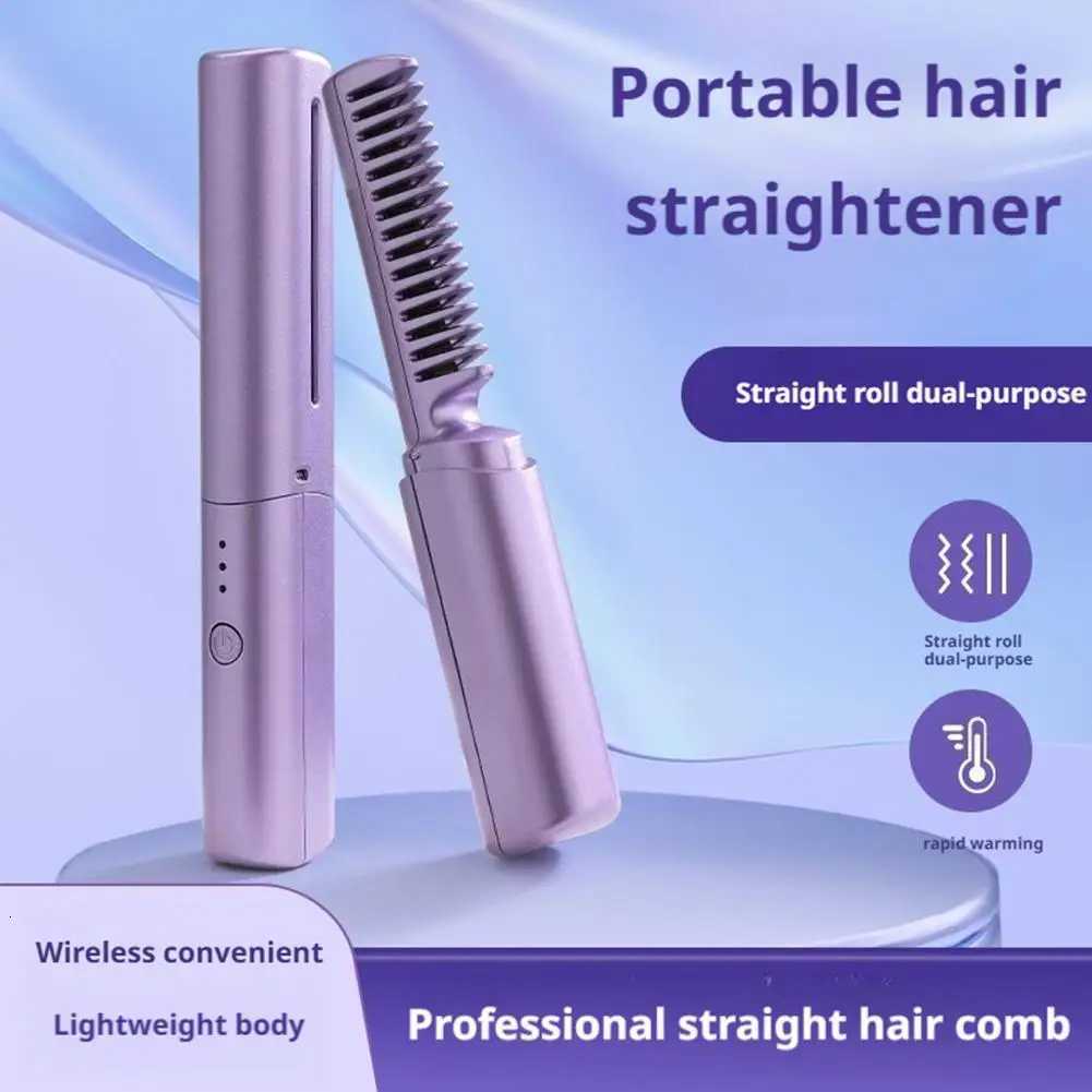 Portable Ceramic Hairdressing CbUpgrade Curly and Straightening CbCordless 2-in-1 Touch-Up Cbs for Less FrizzShort Hair H251112-image-1084300664