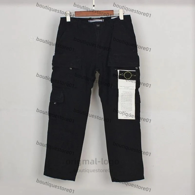 Designer Stone Pants fashion Men's Pocket Badge Solid Color Fresh Wash Straight Casual Long Cargo luxury Couple Clothing Autumn and Spring Pant