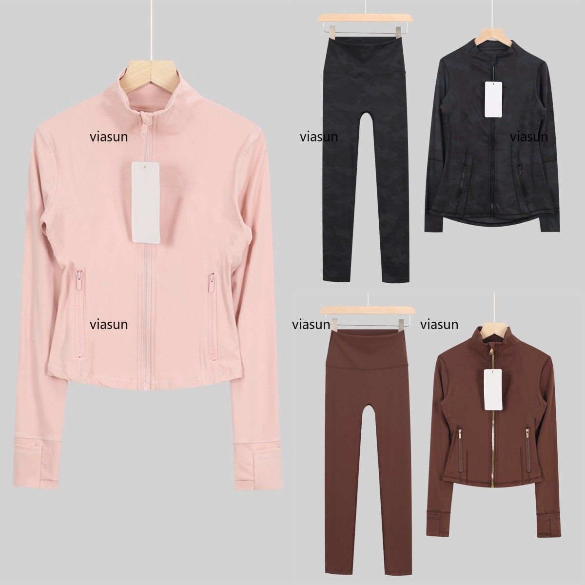 Designer WomenYoga Long Clothes Sleeves Jacket Outfit Solid Color Nude Sports Shaping Waist Fitness Jogging Sportswear for Lady Gym Leggings