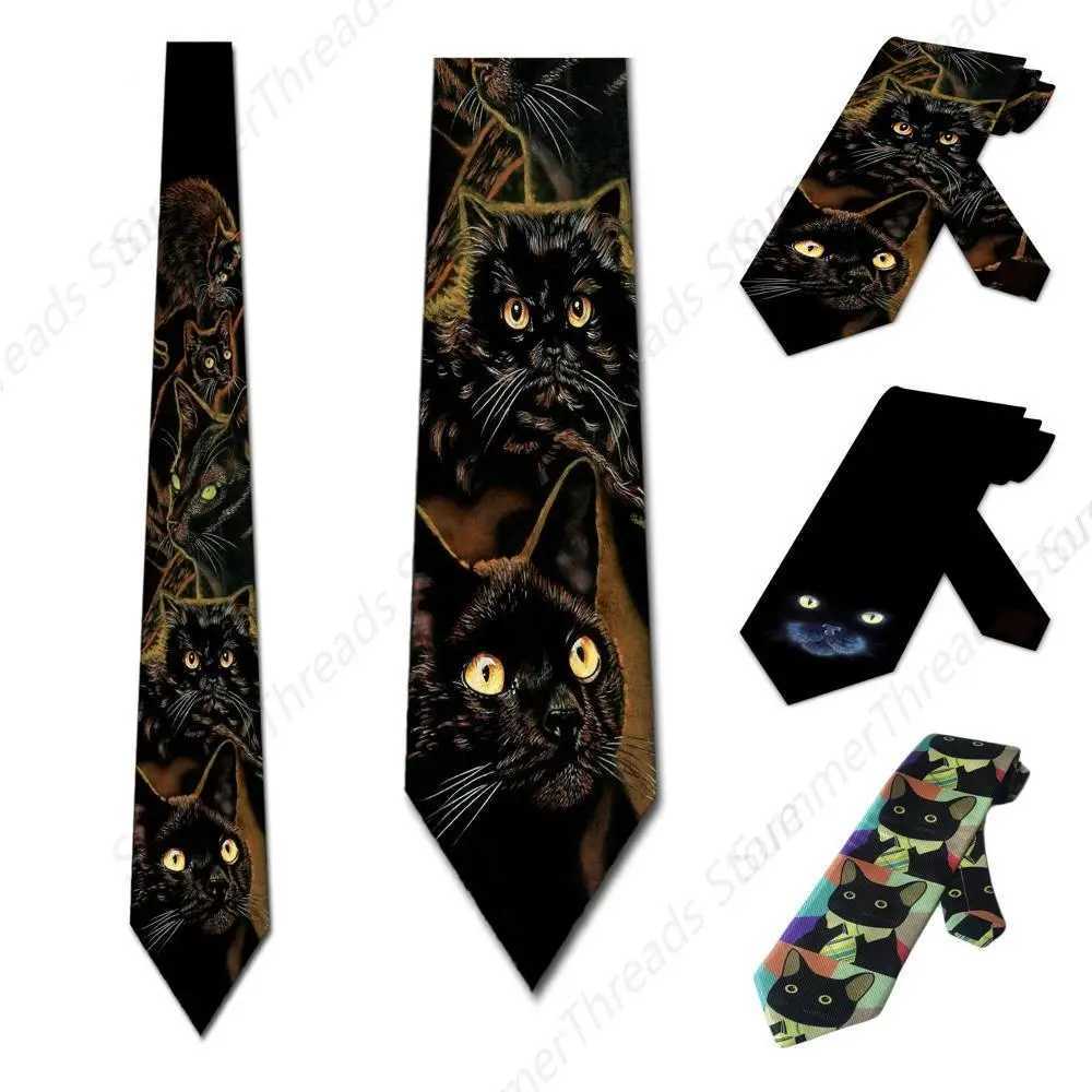 Black Cats Tie Mens Animal Cat NecktieW251111-image-1084212685