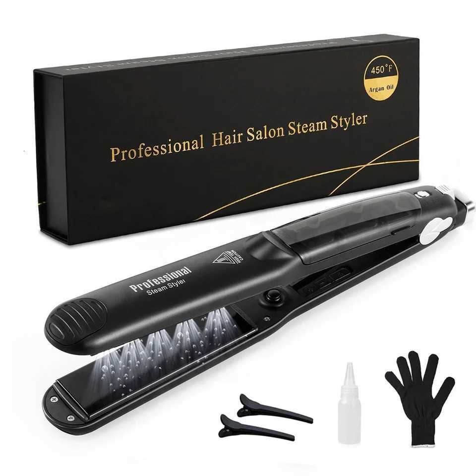 Steam Hair Straightener Professional Ceramic Vapor Flat Iron 450 Fast Heat Argan Oil Treatment Hair Care Tools H251112-image-1084300011