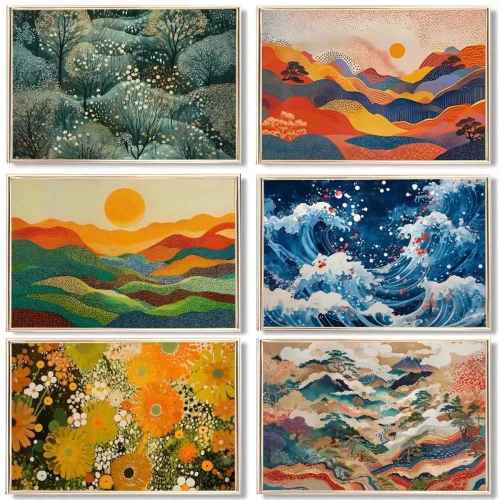 Japanese Nature Landscape Poster Abstract Colorf Canvas Painting Wall Art seum Living Ro He Decor H251112-image-1084308571