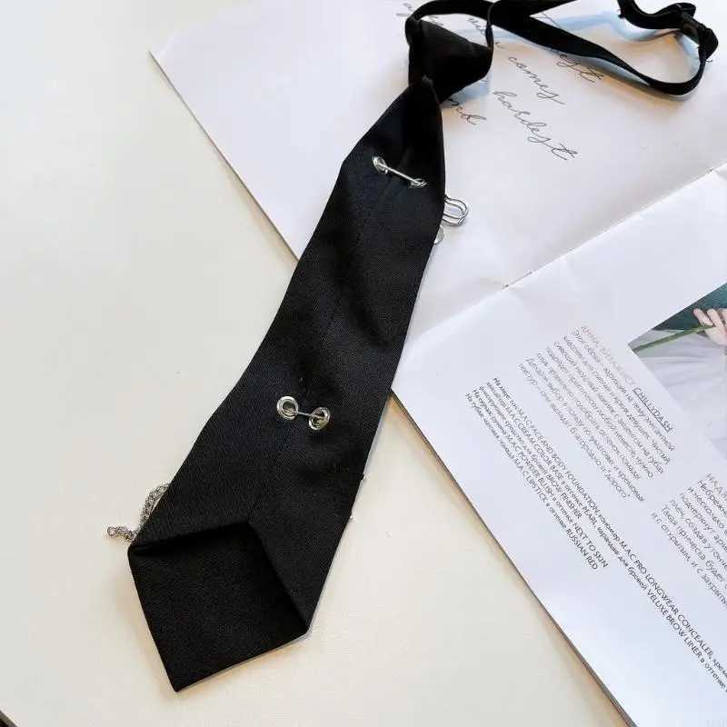 Y3NE Women Plain Ties Metal Chain Neck Tie for Uniform Necktie Suits Sweet Simple Lazy Person Student Boys Elegant TieW251111-image-1084187237