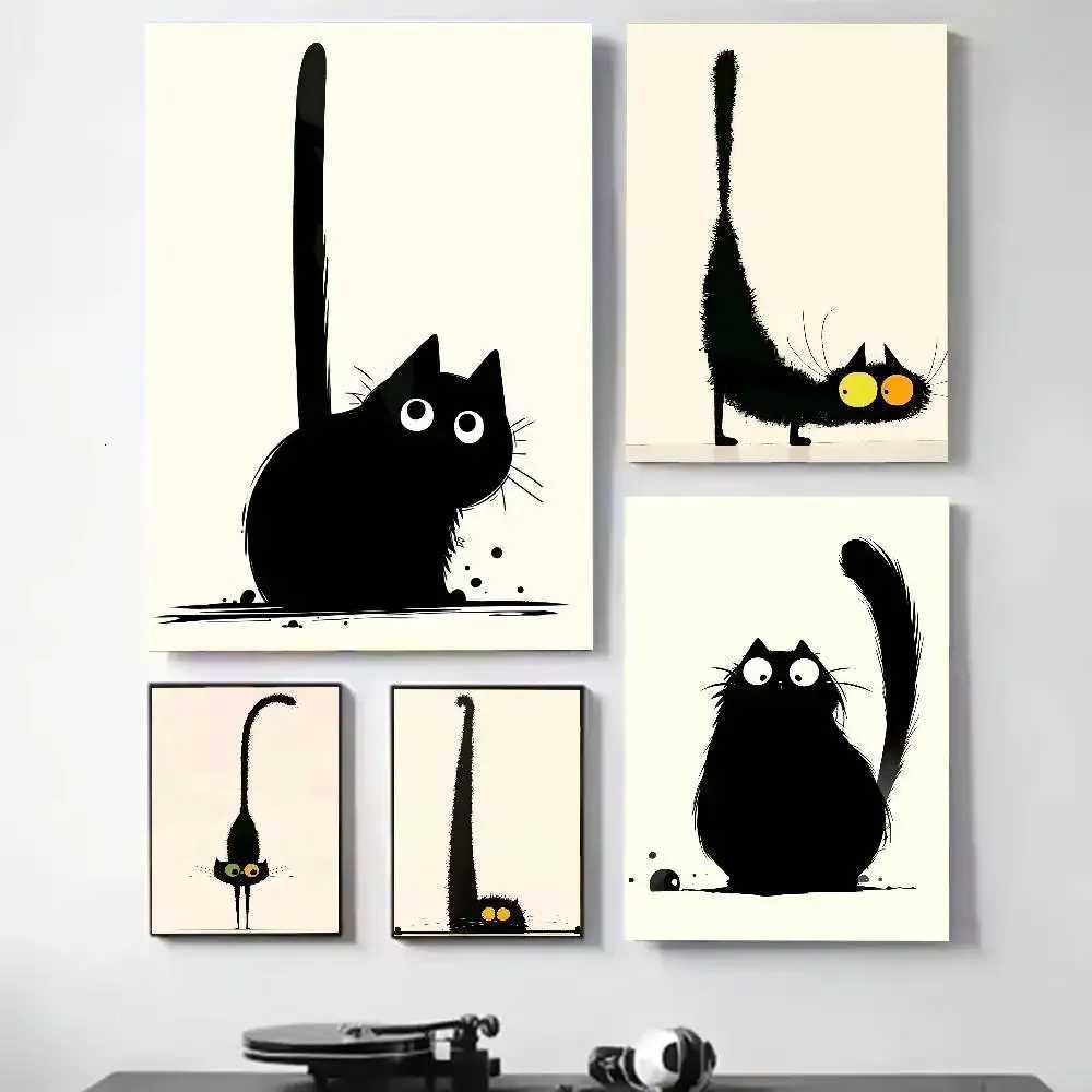 Abstract Painting Black Cat Poster Wall Art Prints Canvas Painting Pictures for Living Ro He Decor Cuadros H251112-image-1084306692