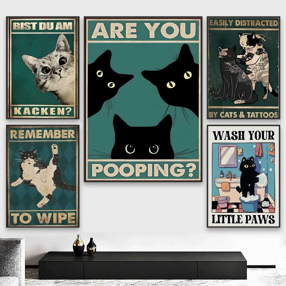 Are You Pooping Bathro Sign Funny Cat Quotes Poster HD art sticky wall waterproof he living ro bedro bar aesthetic H251112-image-1084307498