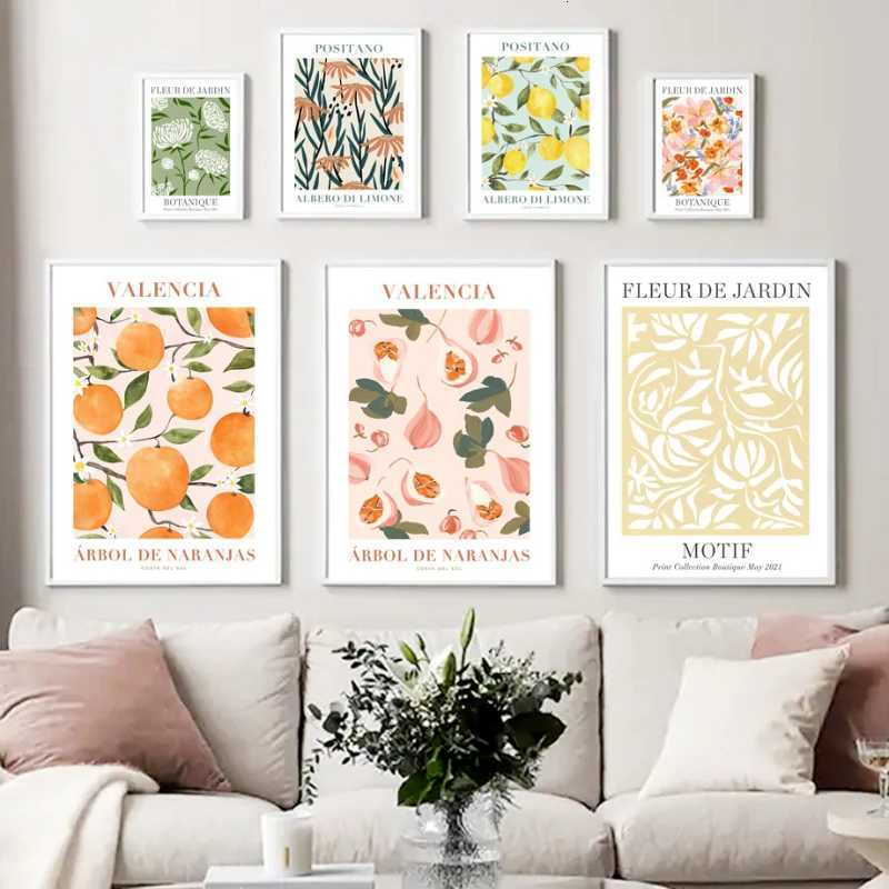 Abstract Lemon Flower Eye Orange Vintage Plant Wall Art Canvas Painting Posters and Prints Wall Pictures for Living Ro Decor H251112-image-1084308804