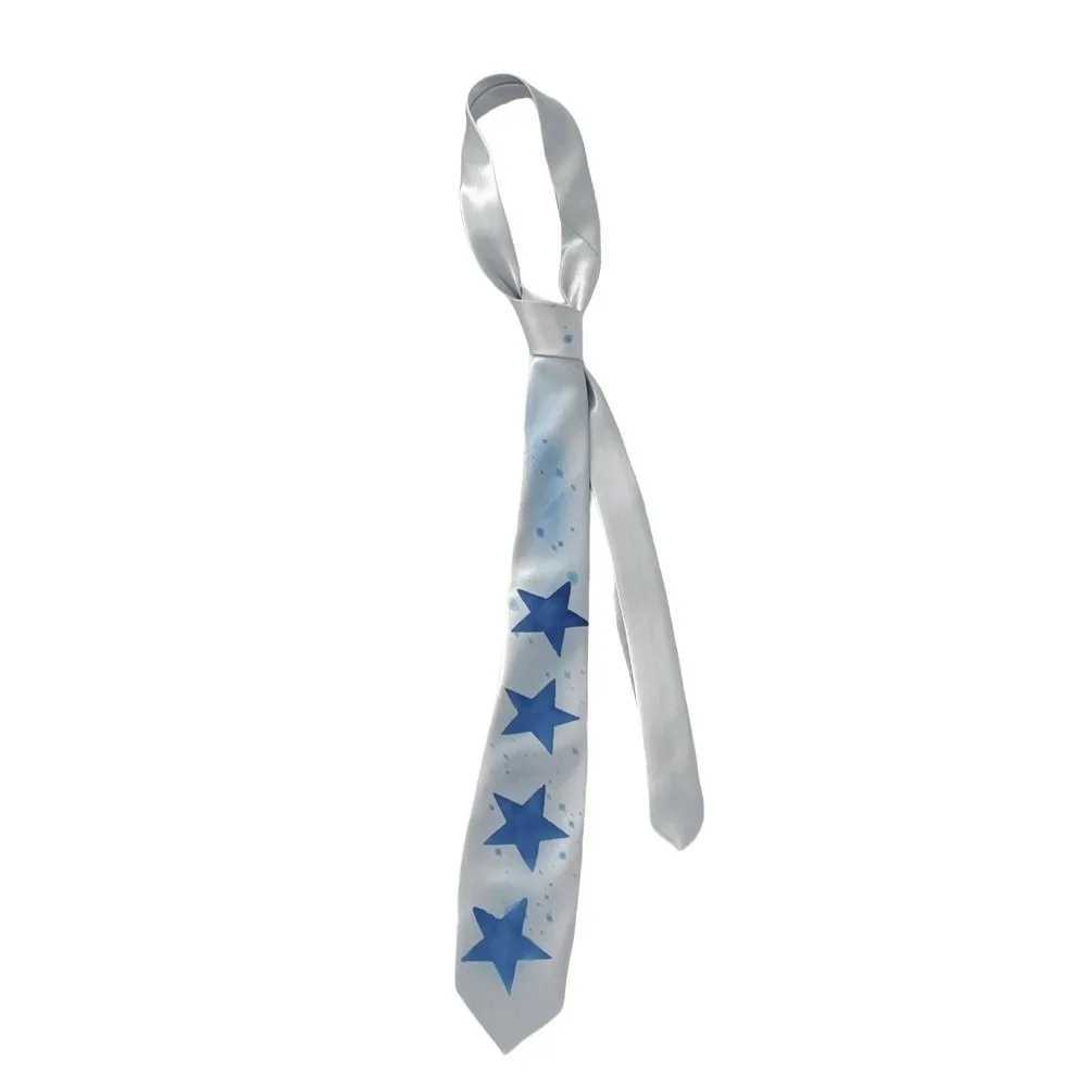 Fashion Y2K Star Tie Narrow Adjustable Glossy Tie Hand Tied Sweet Unisex Necktie ShirtW251111-image-1084212766