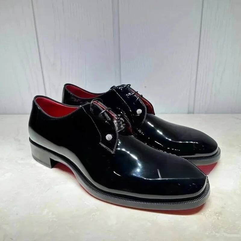 New suede black designer shoes couple silver crystal ball buckle men s luxurious patent leather wedding casual flat shoes luxury shiny party lace up
