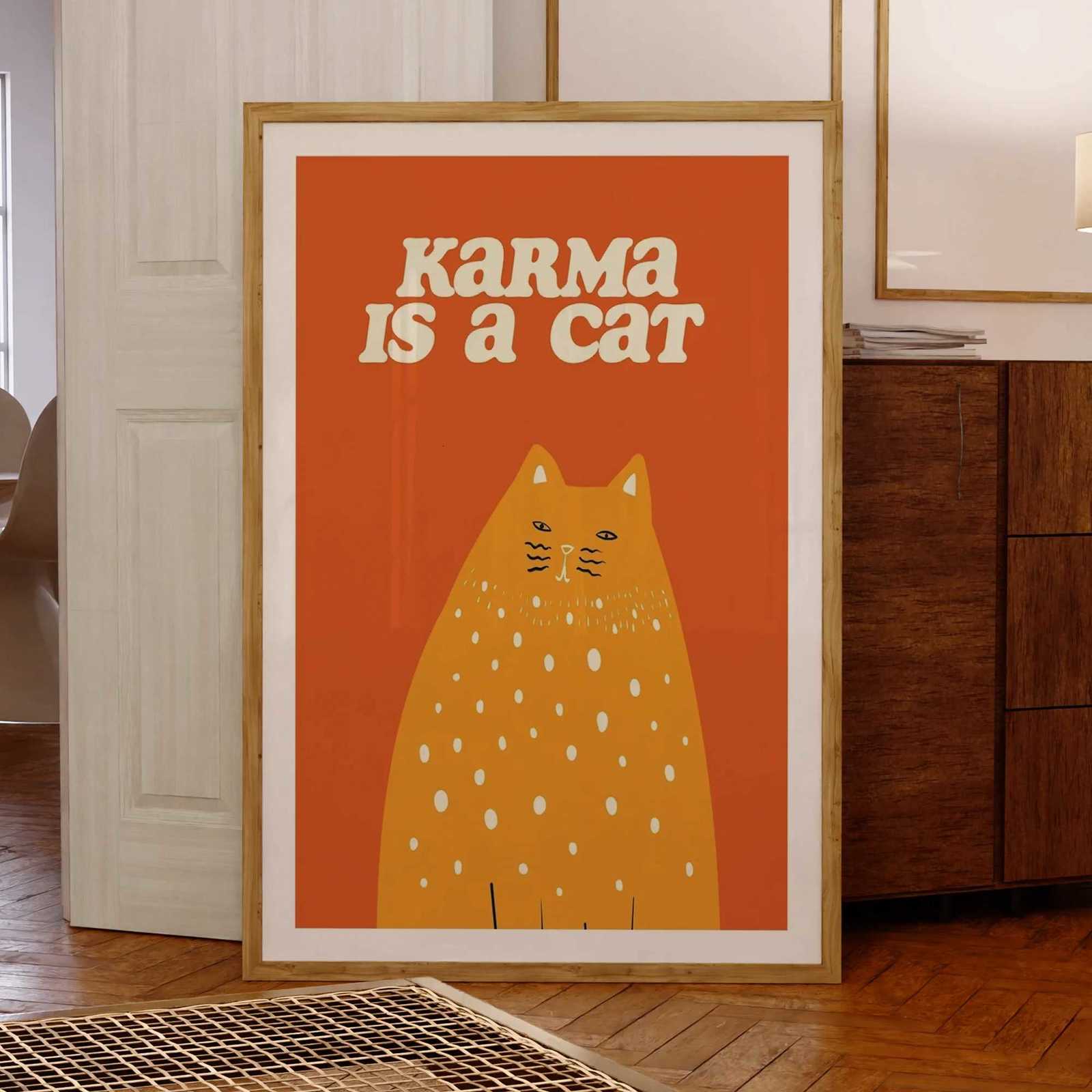 KaRMa Is A Orange Cat Wall Art Prints Canvas Painting Poster Picture For Living BedRo He Decor H251112-image-1084306582
