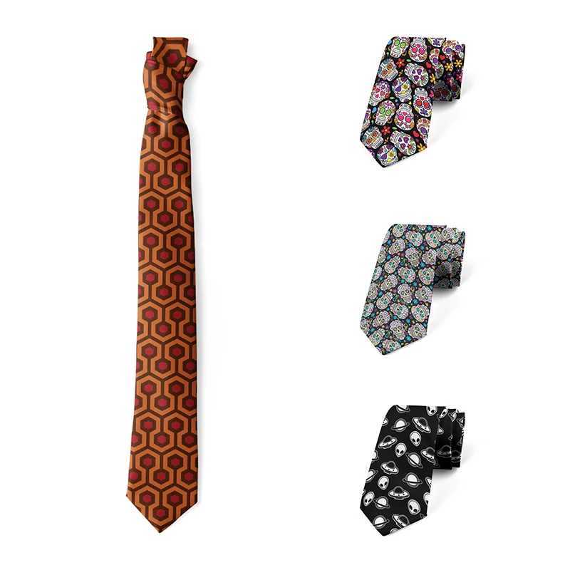 New Fashion Skull Mens Tie Shirt Suit Accessories Creative Geometric Lattice 8cm Wide Polyester High Quality Necktie Men WomenW251111-image-1084187119