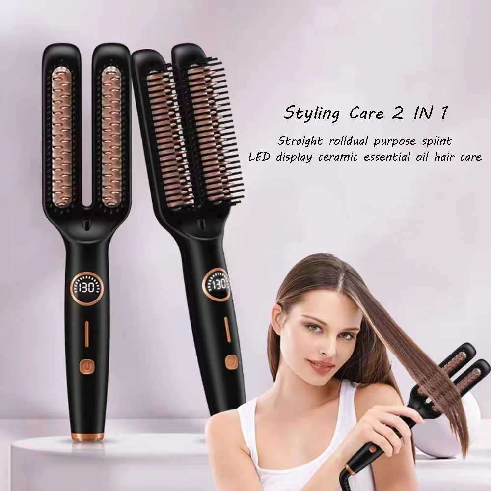 Electric Double-tube Hot Cb Hair curler Hair Straightener Cb Negative Ion Anti-Scalding Styling Tool Straightening B H251112-image-1084298782