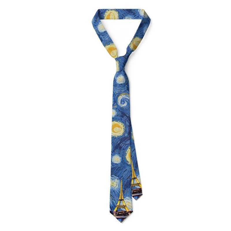 Fashion Van Gogh Oil Painting Accessories Necktie Mens Womens General High Quality Popular Mens Ties Suit Business WeddingW251111-image-1084187180