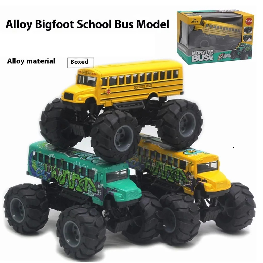 4 Wheels Return Model Bus Car Boy Toy Monster Truck Alloy Big Wheels Play Vehicle Car Gifts Monster School Bus for Birthday Gift C251118-image-1085145601