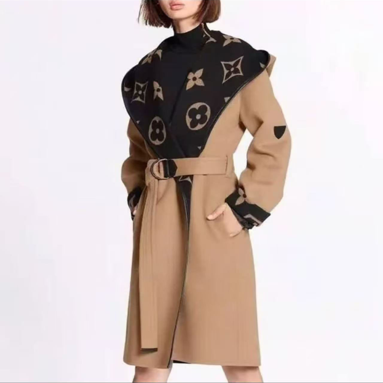 Luxury high-end women's long wool jacket, double-sided designer winter fashion, high-quality hooded jacket with multiple styles of long sleeves