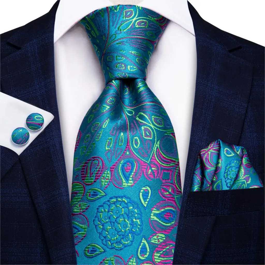 Hi-Tie Blue New Fashion Business Paisley 100 Silk Mens Tie NeckTie 85cm Ties for Men Formal Luxury Wedding Quality GravataW251111-image-1084187070