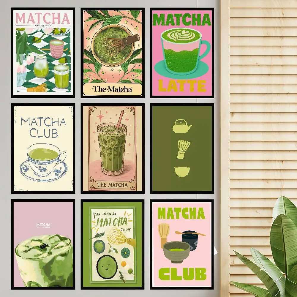Japanese MATCHA CLUB Self-adhesive Art Poster Retro Kraft Paper Sticker DIY Ro Bar Cafe Stickers Wall Painting H251112-image-1084306340