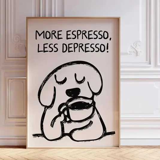 Retro More resso Less Depresso Wall Art Prints Canvas Painting Poster Picture For Living Bed Kids Ro He Decor H251112-image-1084306742