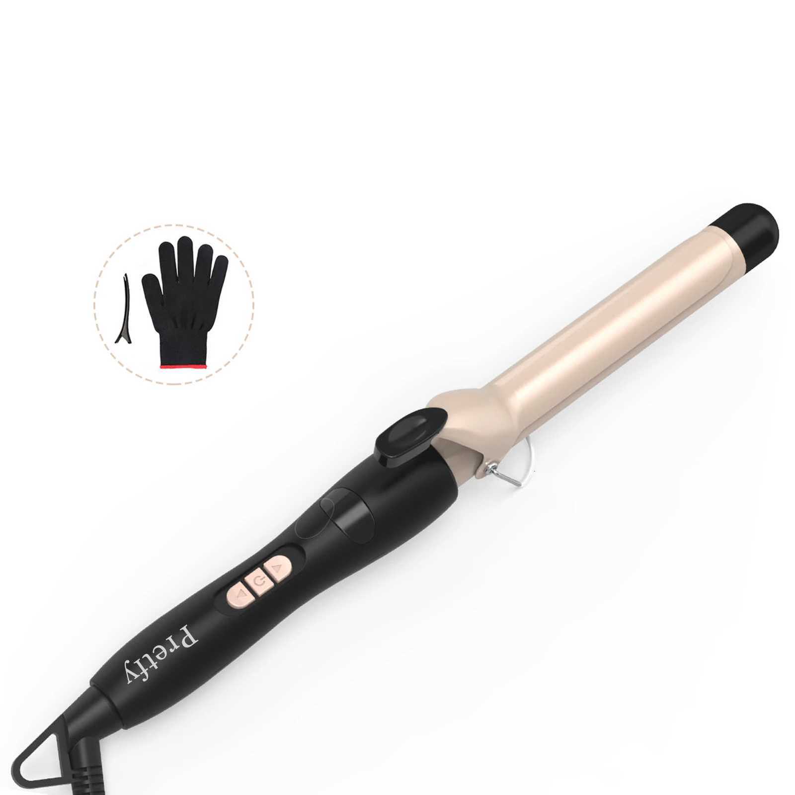 Pretfy 1 inch Hair Curling Iron Hair Curler Temperature Adjustable LCD Temp Display Hair Styling Tool Anti-scald Auto Shut-Off H251112-image-1084300864