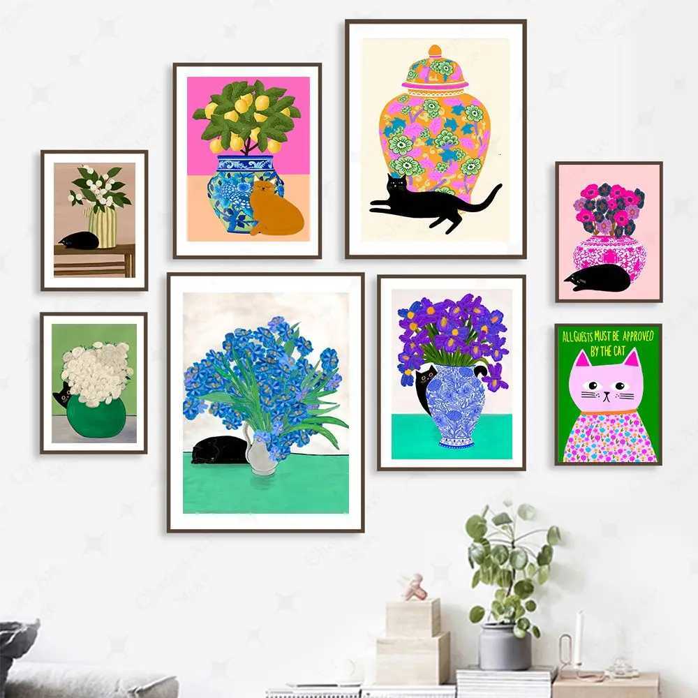 Colorf Abstract Canvas Painting Fashion Flower Lemon Cats Vase Print Kids Gift Poster Wall Art Pictures Living Ro He Decor H251112-image-1084307362