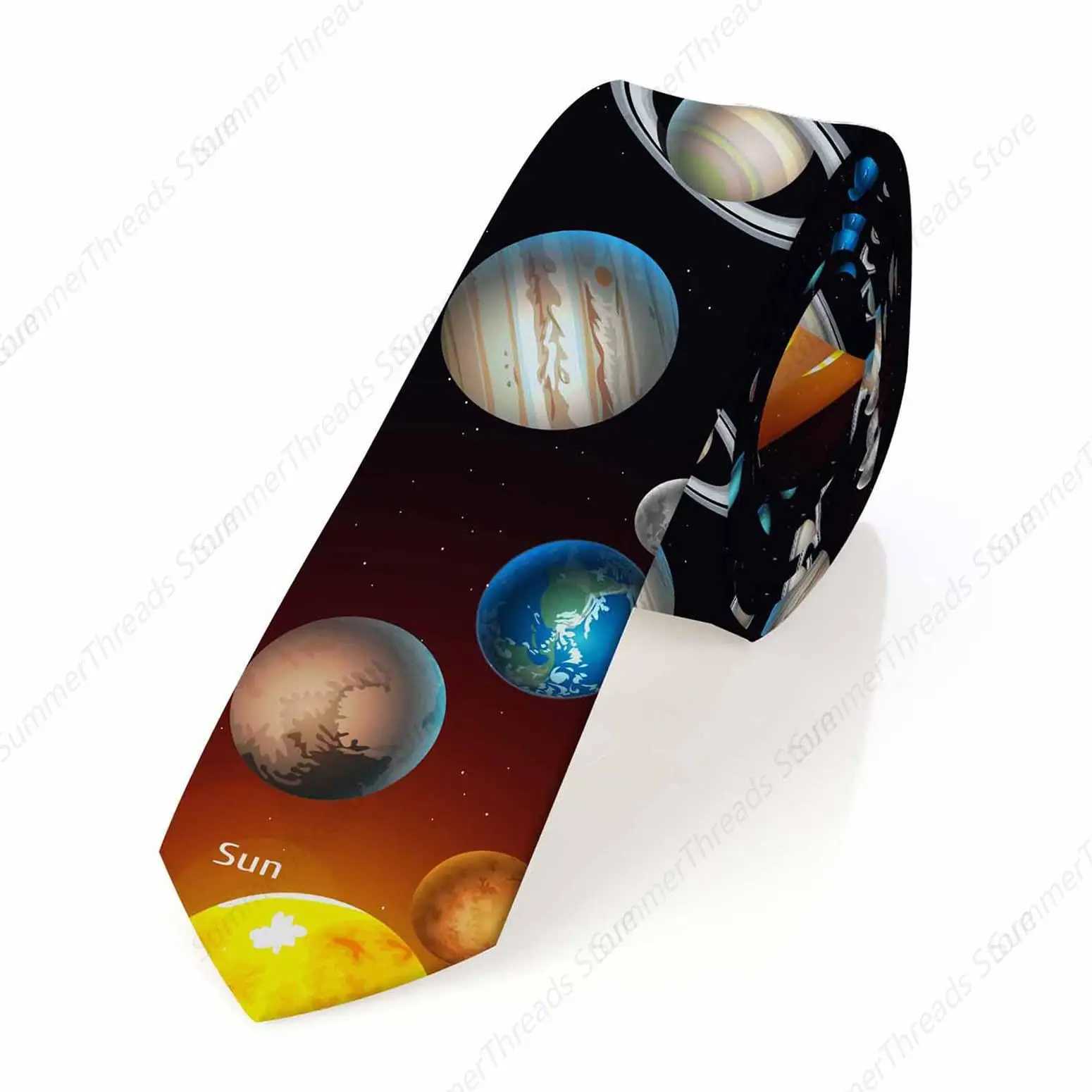 Solar System Mens Neckties Sun Moon Pluto Space Planets Astrology Mens Neckties Festival Gift for Boys Teens MenW251111-image-1084212698