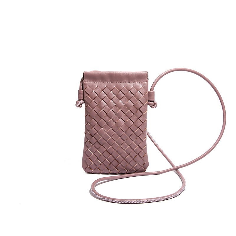 Vintage Hand Woven Cell Phone Purse for Ladies, Thin Strap Vertical Crossbody Bag, Fashion Woven PU Leather Mini Shoulder Handbag 888