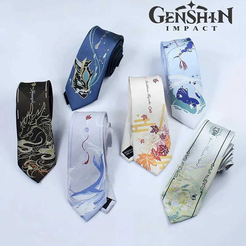 Game Genshin Impact Xiao Venti Wanderer Zhongli Tie Cosplay JK DK Uniform Embroidery Necktie Unisex Costume Accessories GiftsW251111-image-1084187194