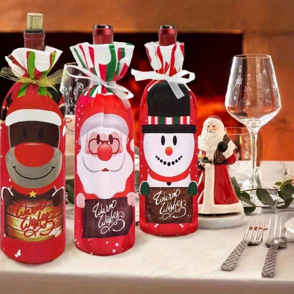 3ps Christmas Wine Bottle Cover Merry Christmas Decorations for Home Christmas Ornament Happy New Year 2026 Xmas Navidad GiftsM251113-image-1084489778