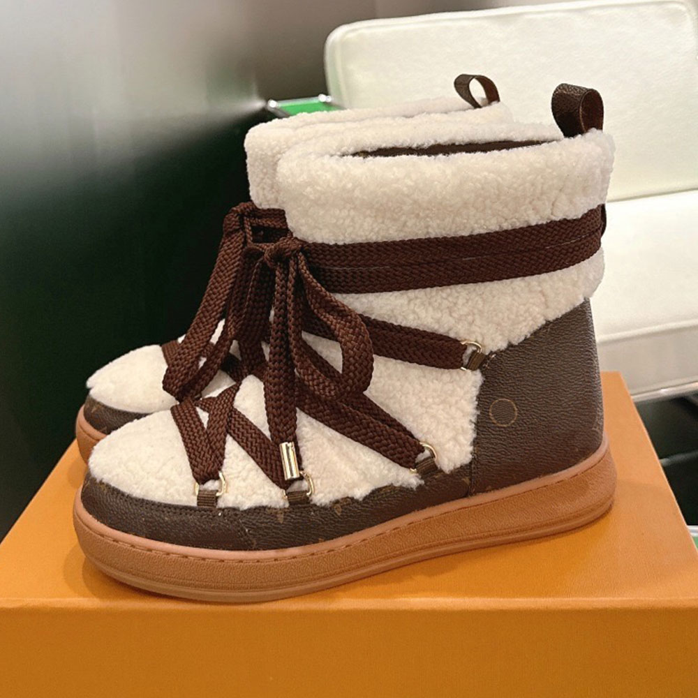 Cloud Lace Up Ankle Boot Sneaker ski boots Womens designer snow boot 1AIV31 belongs Ski capsule Shearling canvas Warmth Comfort New Autumn winter bo