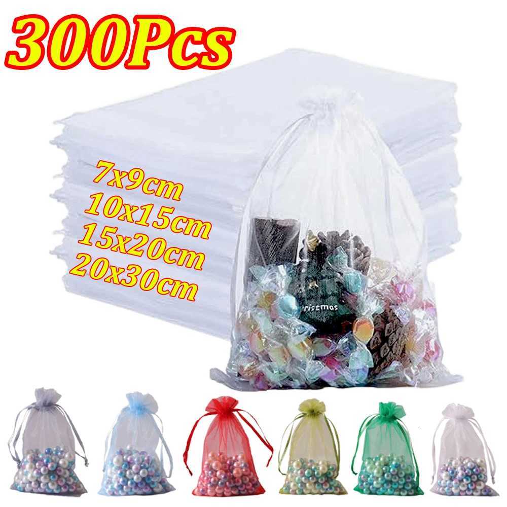 50-300Pcs Organza Gift Bag Multicolor Drawstring Jewelry Bag Candy Jewelry Bag 79 1015 1520 2030cm Wedding Christmas Gift M251113-image-1084491981